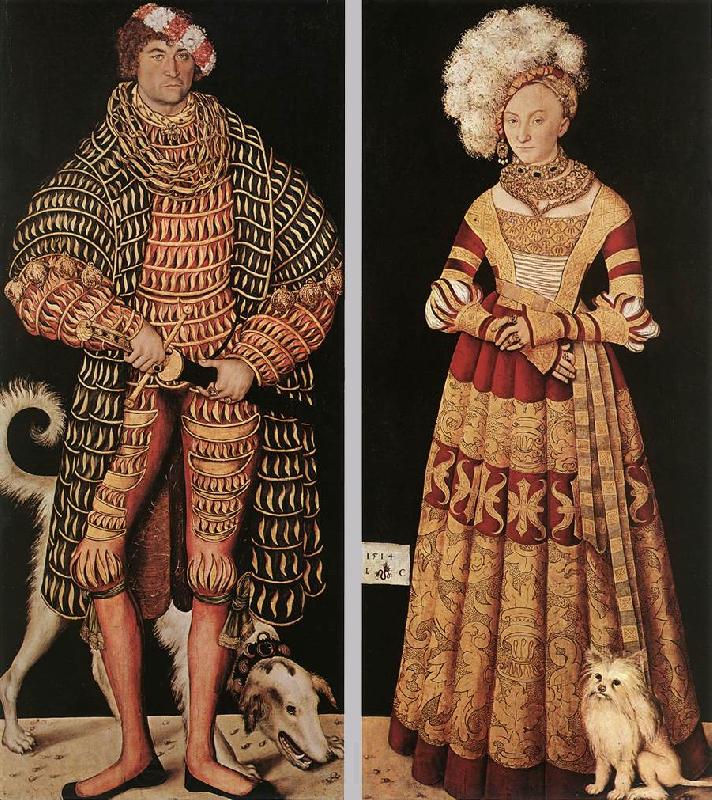 CRANACH, Lucas the Elder Portraits of Henry the Pious, Duke of Saxony and his wife Katharina von Mecklenburg dfg Norge oil painting art